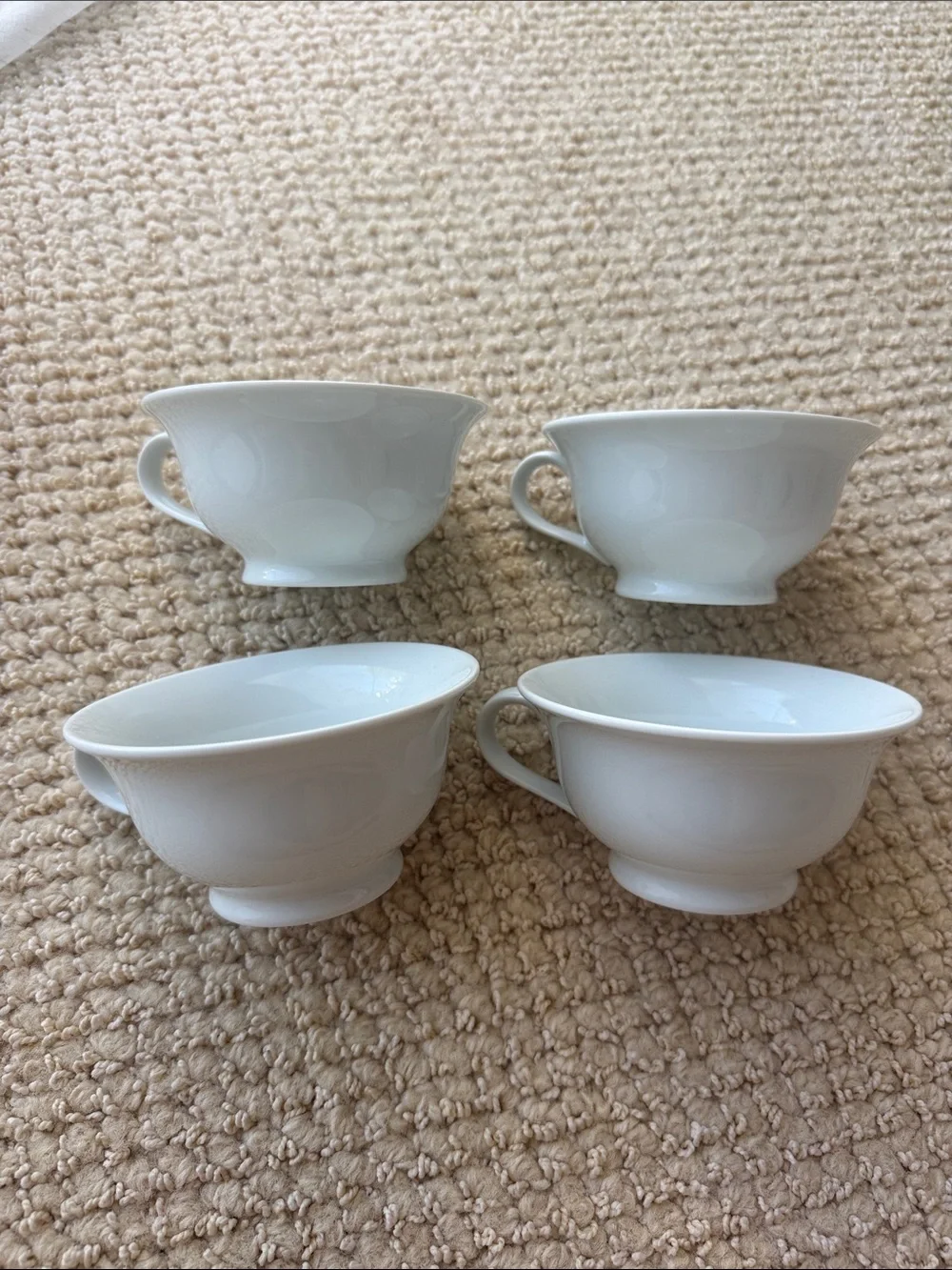 Set of 4 PB WHITE by Pottery Barn Porcelain Coffee Cup Mugs Made In Japan